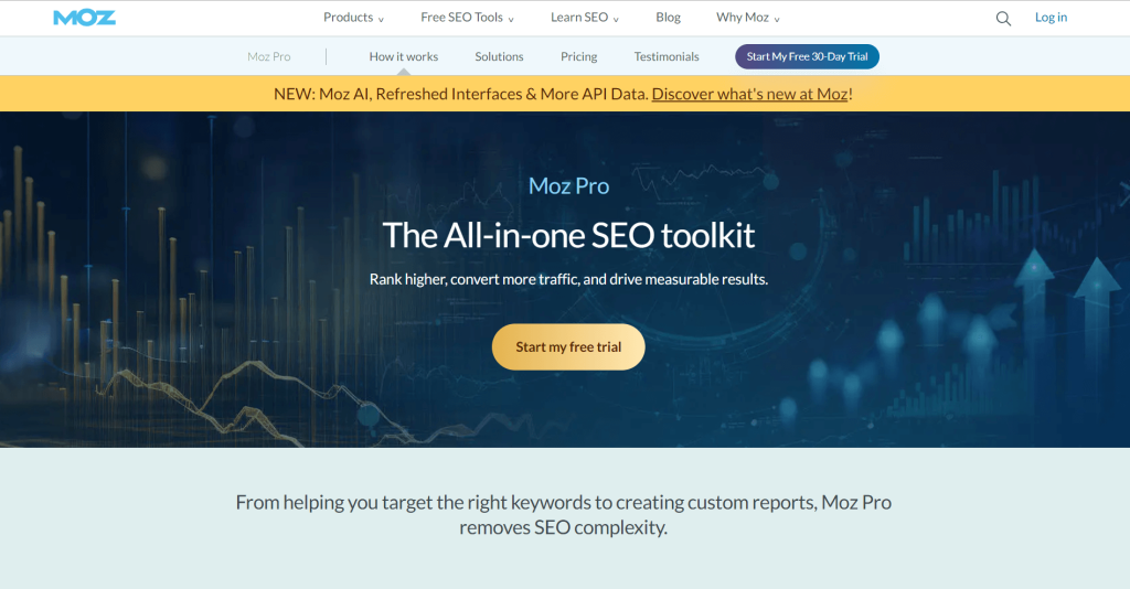 screenshot of MozPro SEO software for small business