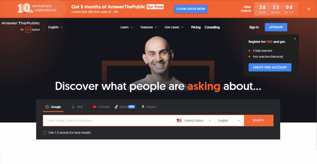 screenshot of AnswerThePublic