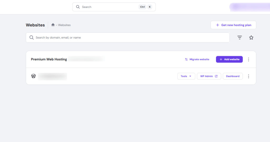 Hostinger's control panel, best multi website host