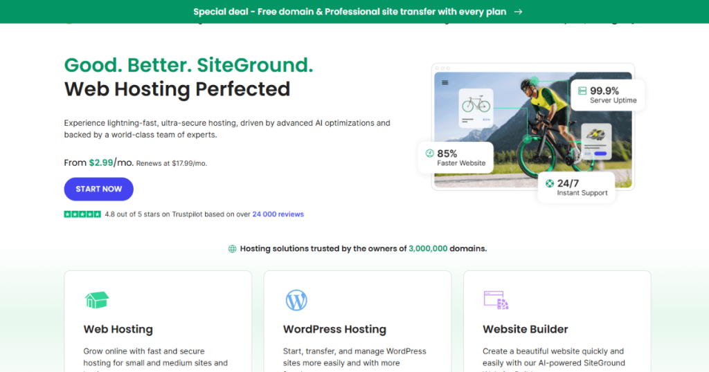 Siteground, best web host for many sites